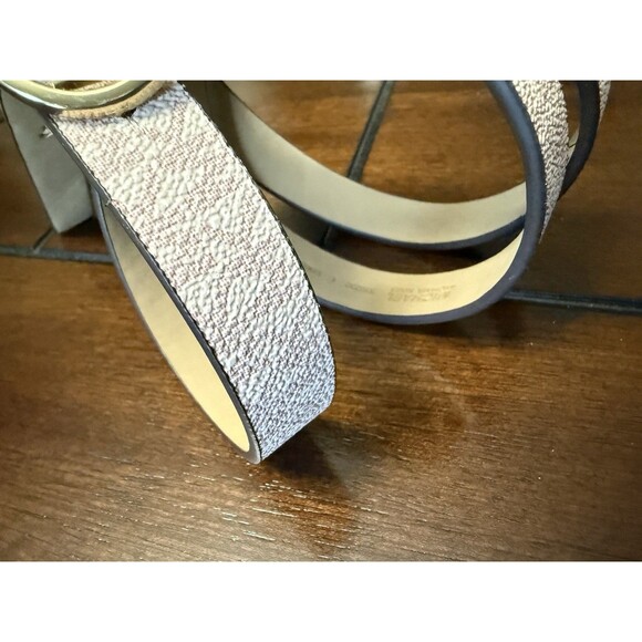 ?WOMEN MICHAEL KORS Pebbled PINK White Gold LOGO Belt - Ships Fast!!! main image 8